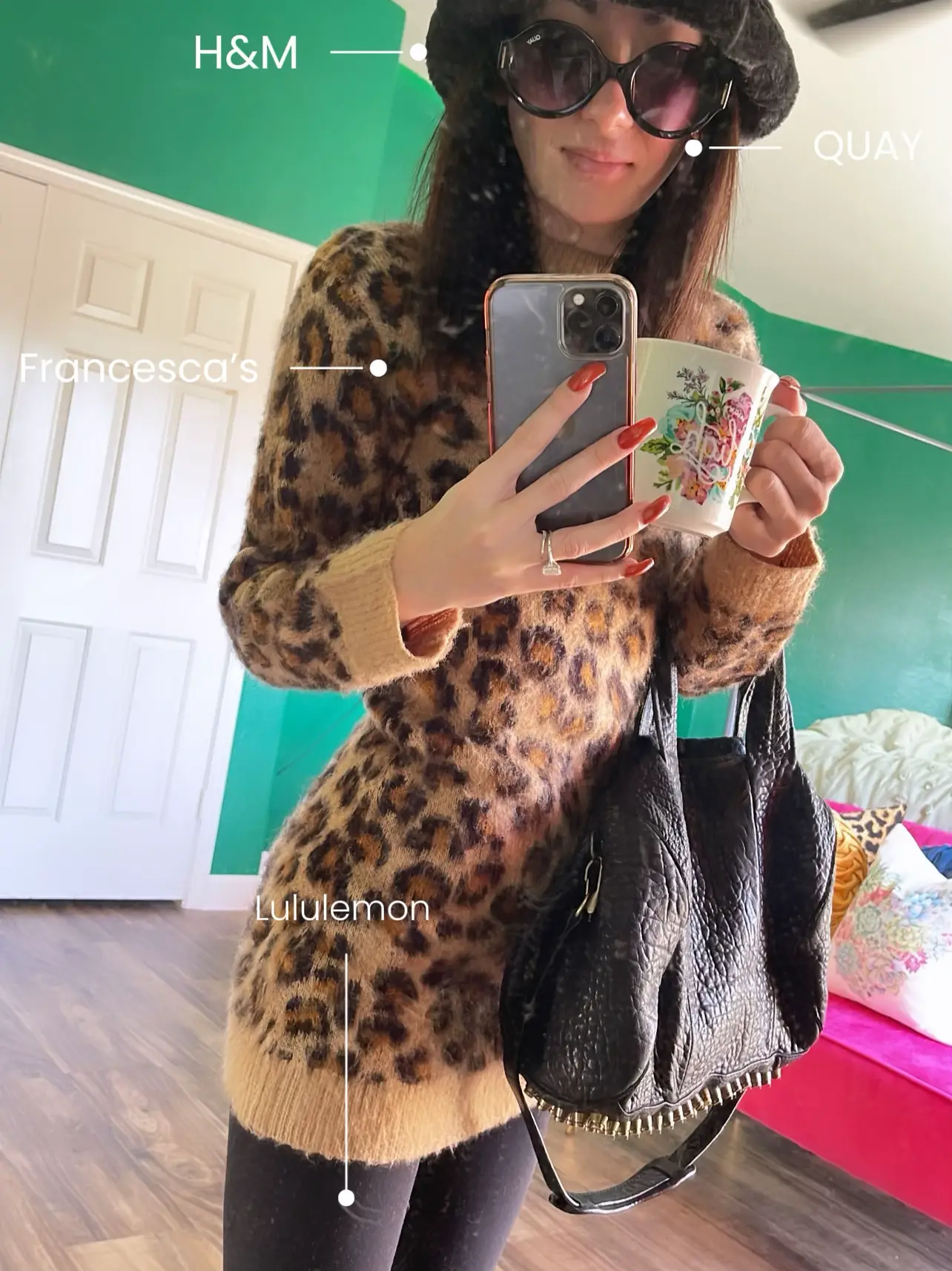 SHEIN Tween Girl Slant Pocket Leopard Print Hooded Jacket