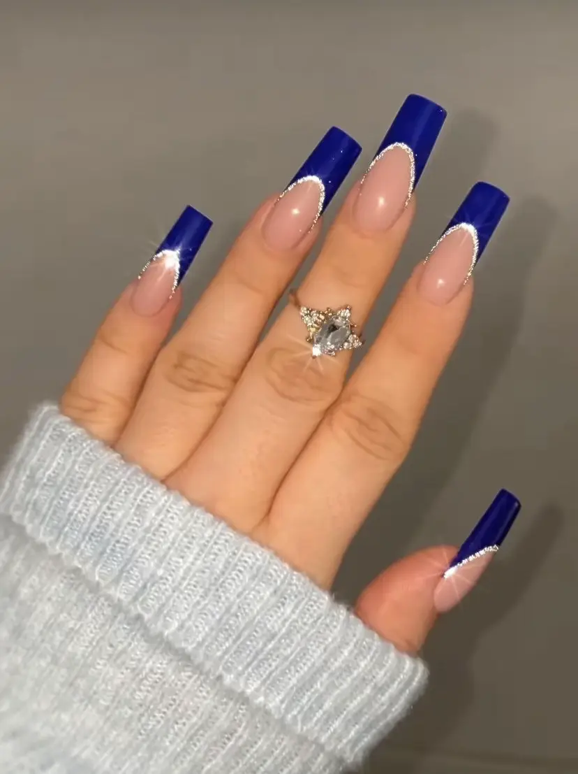 40 Gorgeous Royal Blue Nail Designs : Royal Blue Leopard Print Tip Nails I  Take You, Wedding Readings, Wedding Ideas, Wedding Dresses