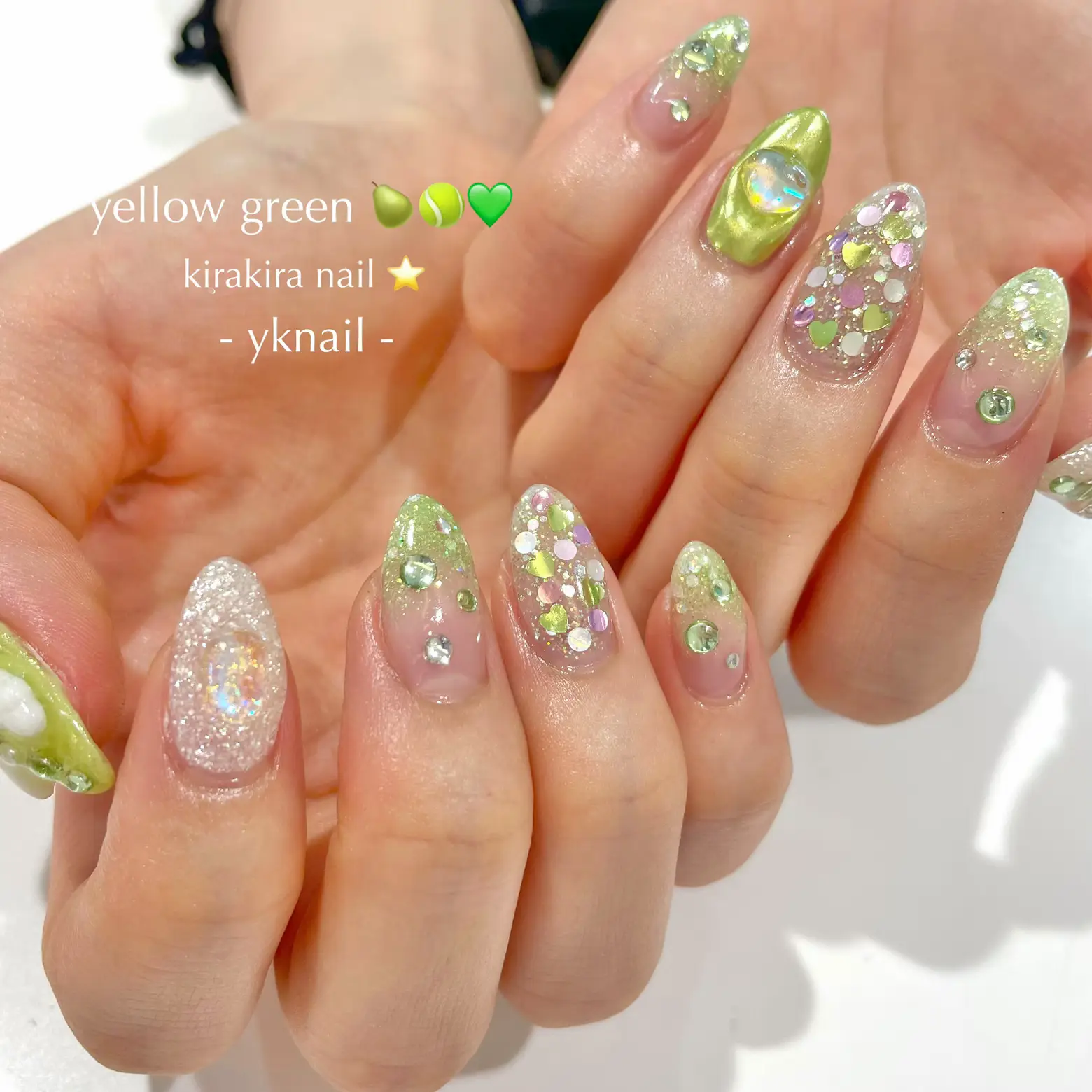 ネイルチップ 量産型 オレンジ 黄緑 推しネイル ワンホン #115