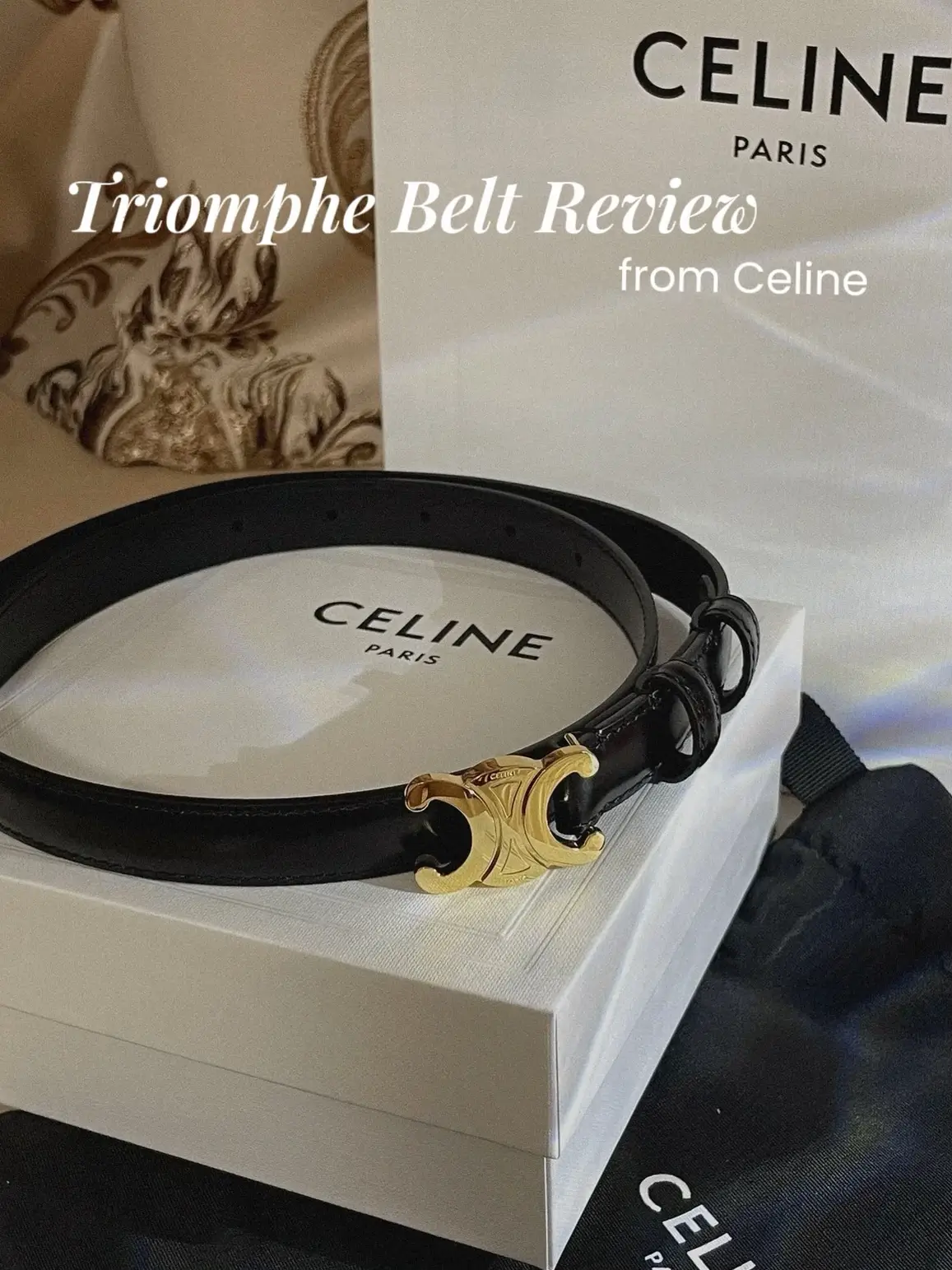 ☓ョArc de Triomphe belt leather trim with fine leather trim