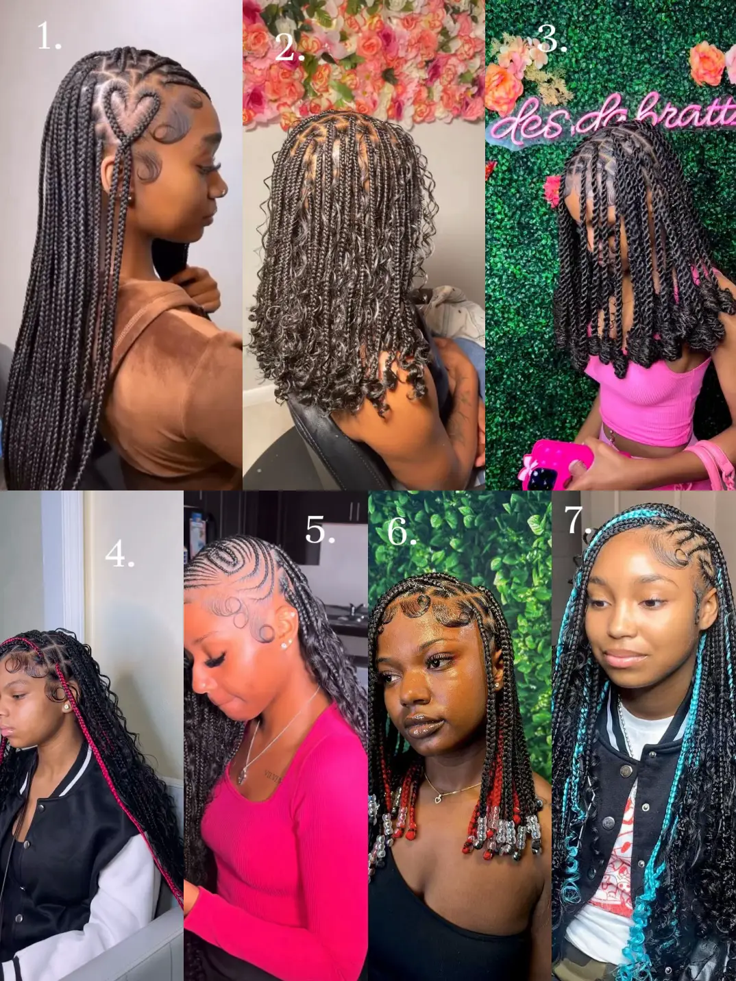  A collage of photos of women with braids.
