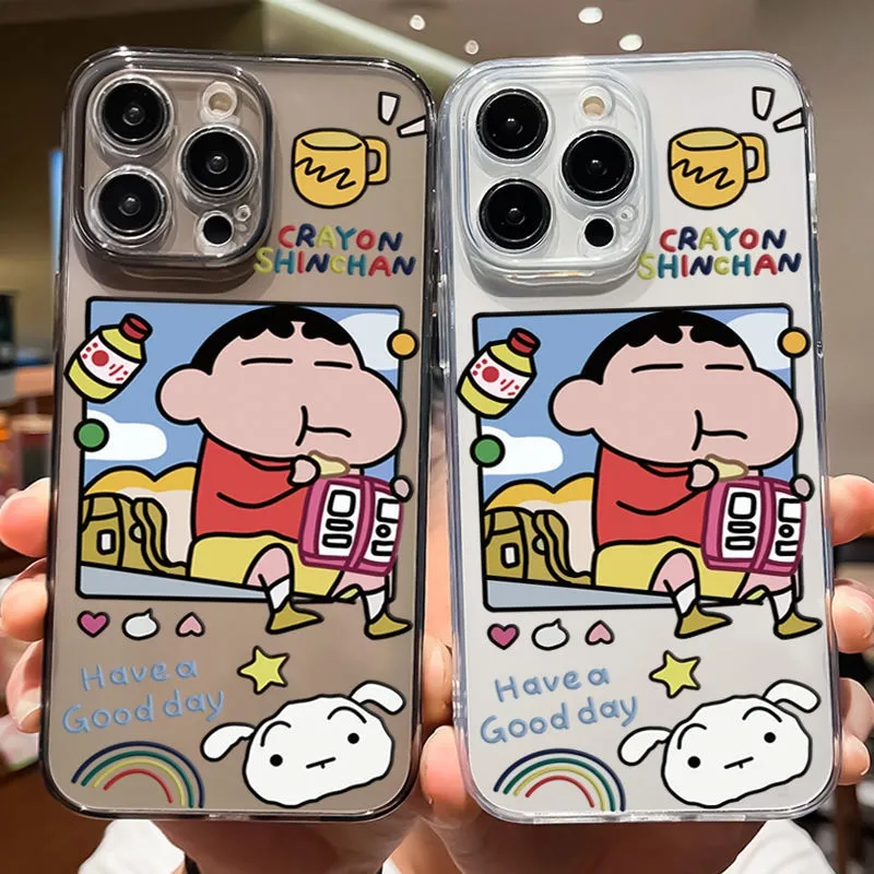 ♡クレヨンしんちゃん♡ iPhoneケース カバー 便利 スマホ 白