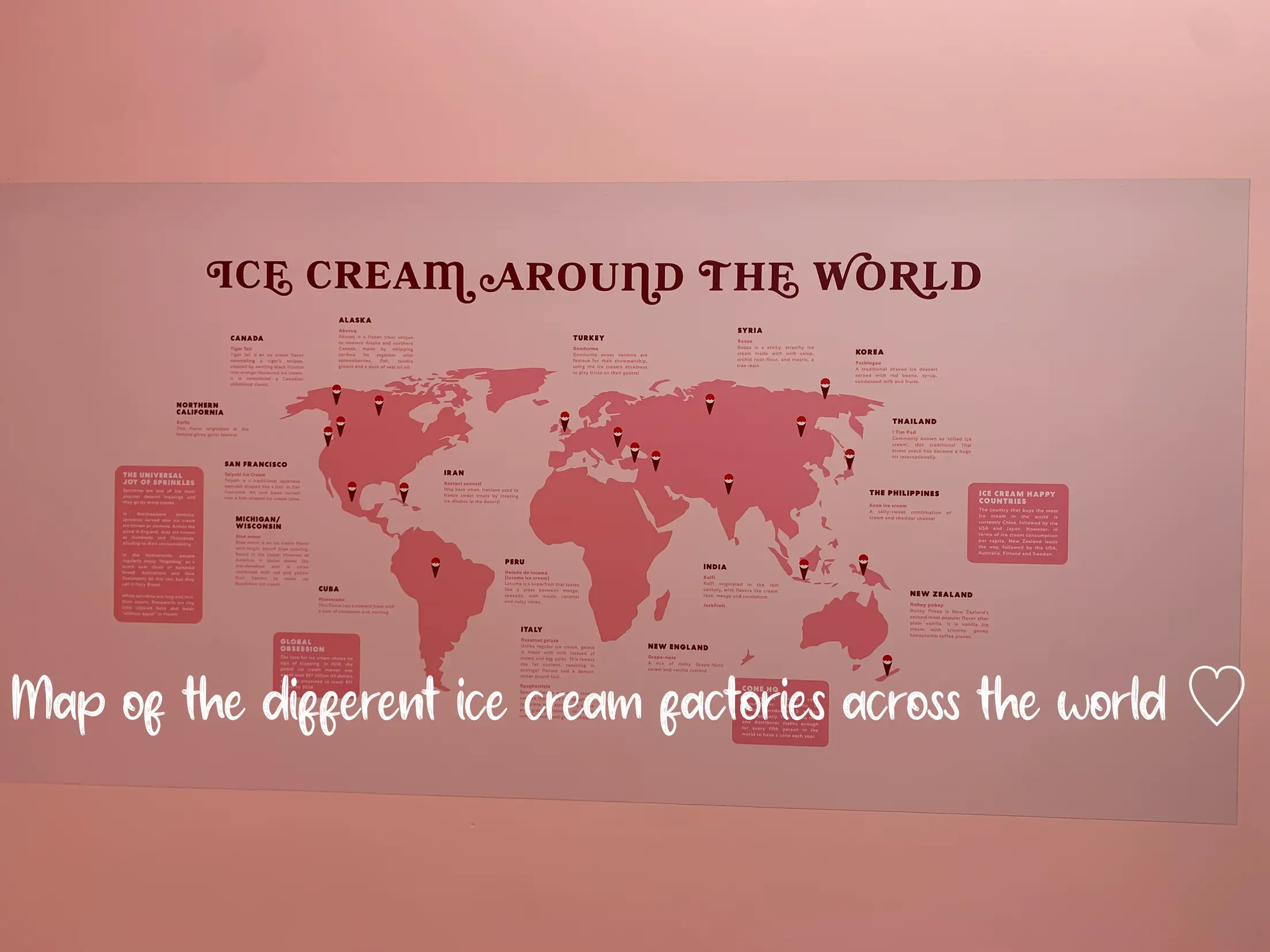  A map of the world with the words "Ice Cream Around the World."