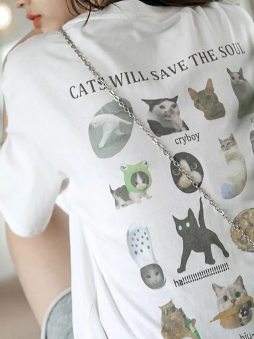 猫好き必見🐱♡】夏のカジュアルコーデに活躍するキャットTシャツ