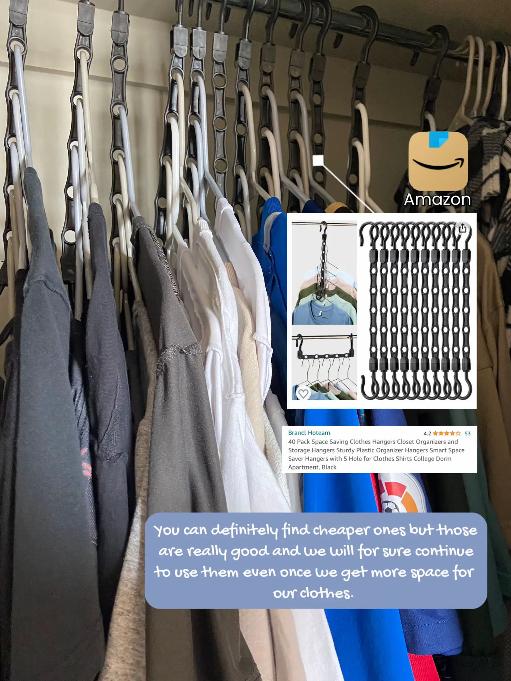 Space Saving Hangers Black 5 Pack Closet Organizer Hangers Space