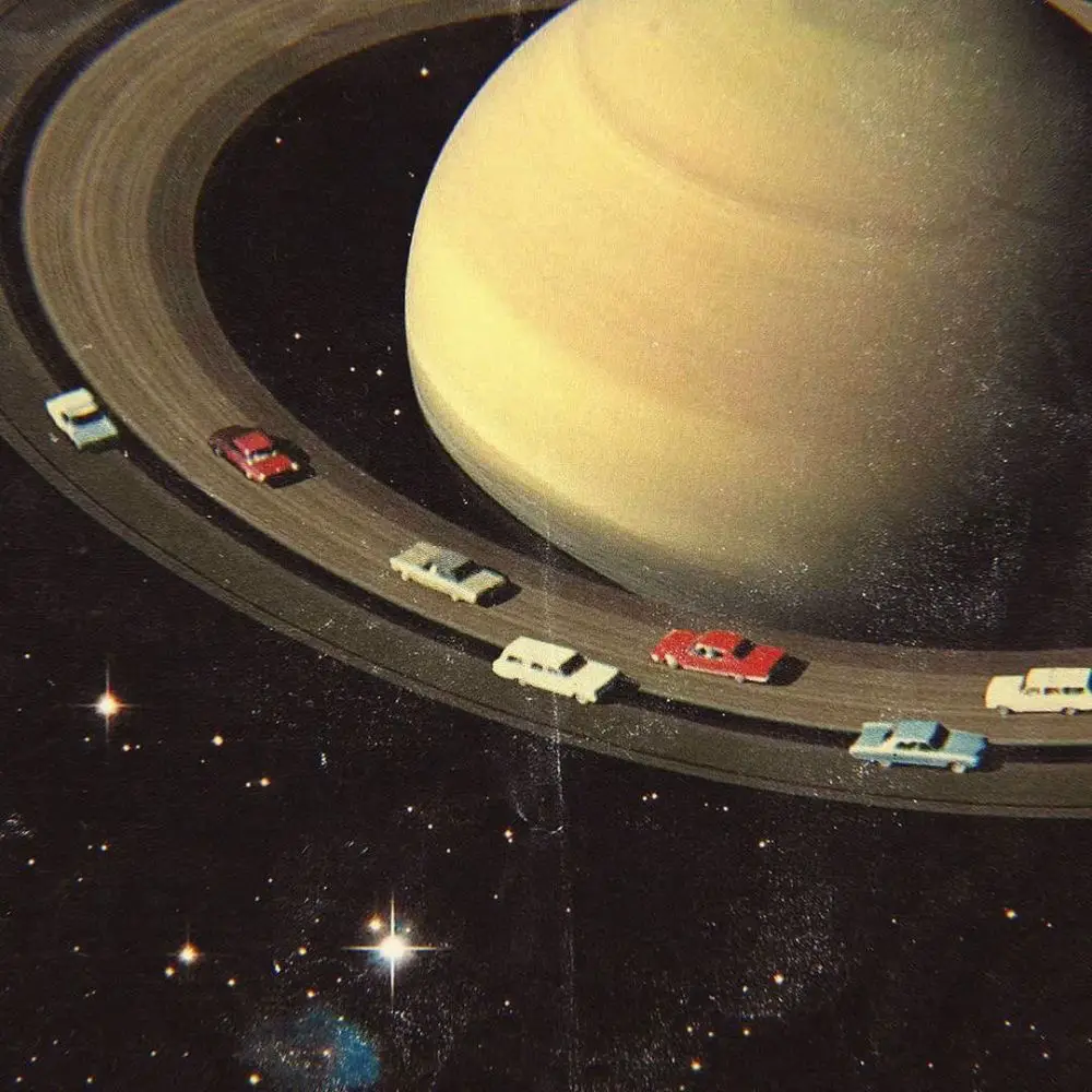  A picture of a Saturn with a road on it.