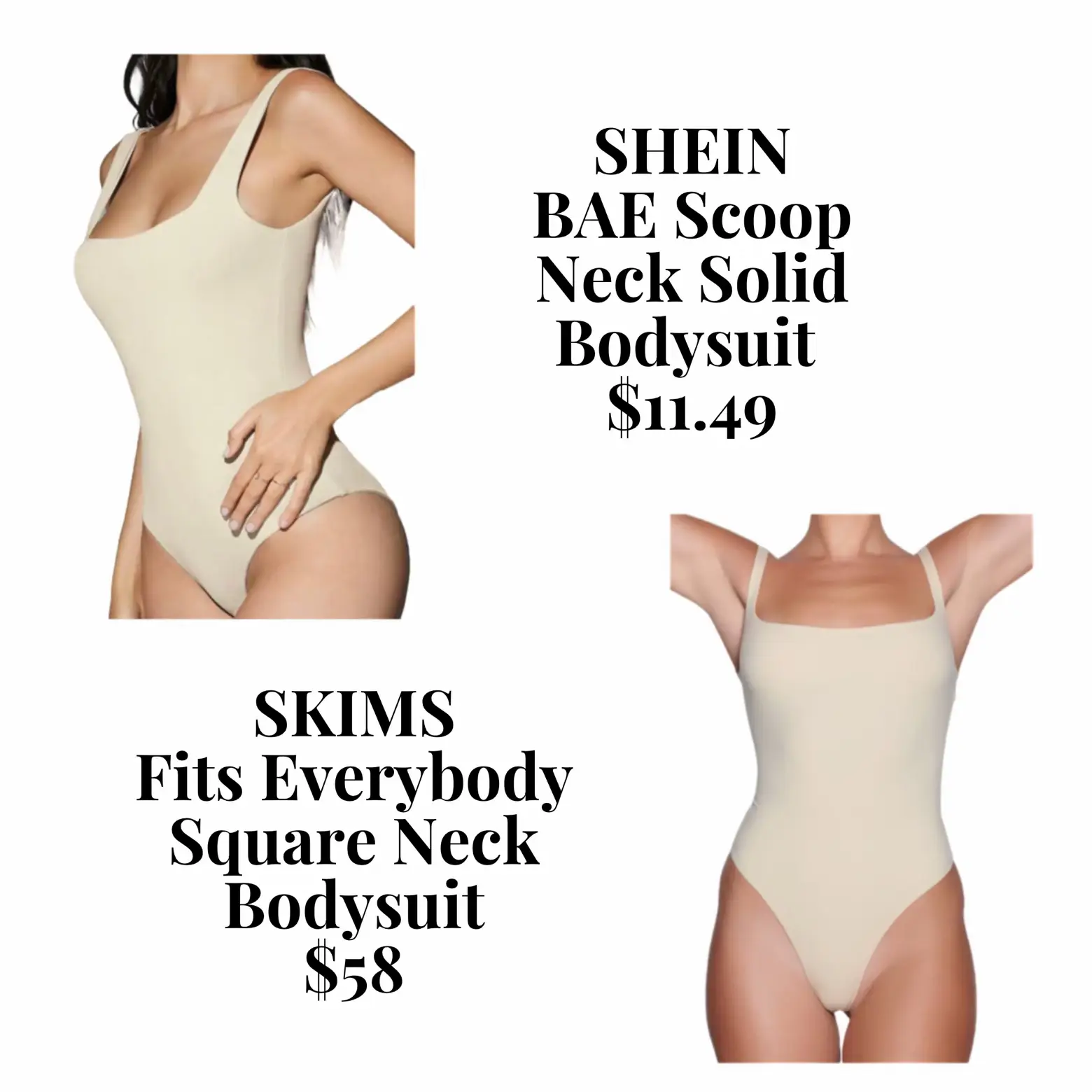 SHEIN BAE 1pc Square Neck Solid Bodysuit