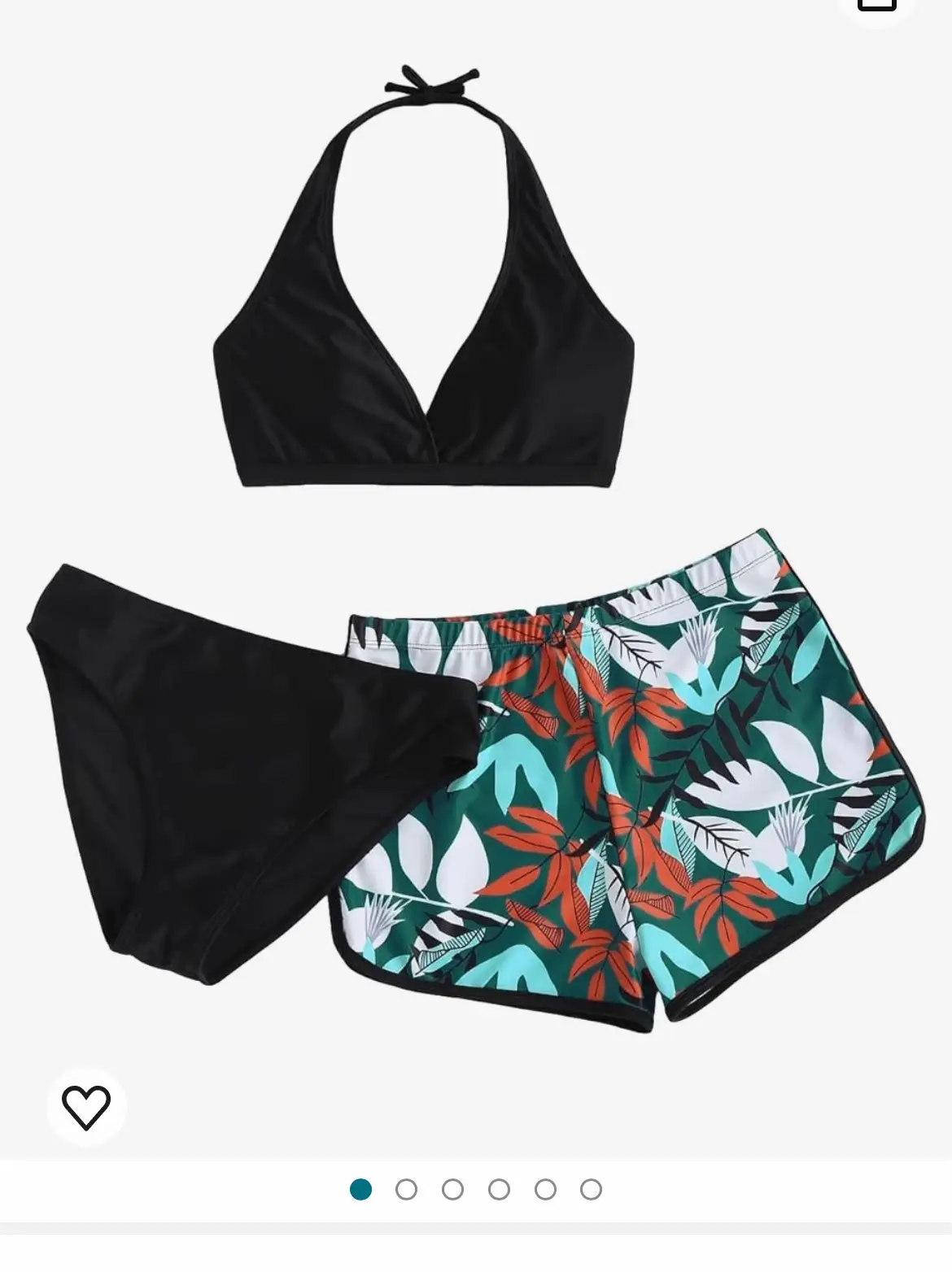 MakeMeChic Women's Halter Top Floral Swim Shorts Bikini Set 2 Piece Swimsuit  Bathing Suit, 3pcs Black, Small : : Clothing, Shoes & Accessories