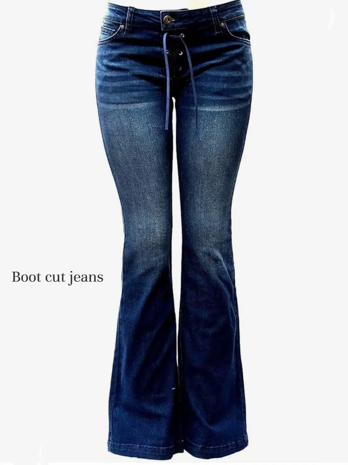 Tavimart Casual Bell Bottom Pants Jeans for Women Blue Elastic