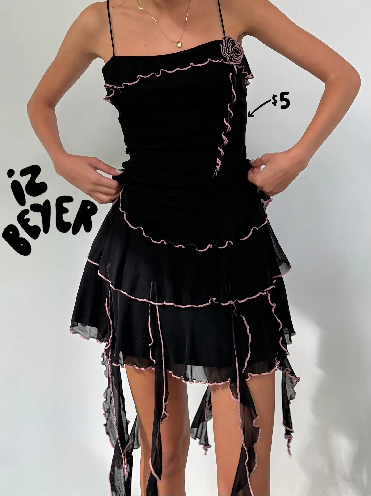 Gothic Women's Lace up Black Dress With Adjustable Spaghetti Straps, Thinkers Clothing