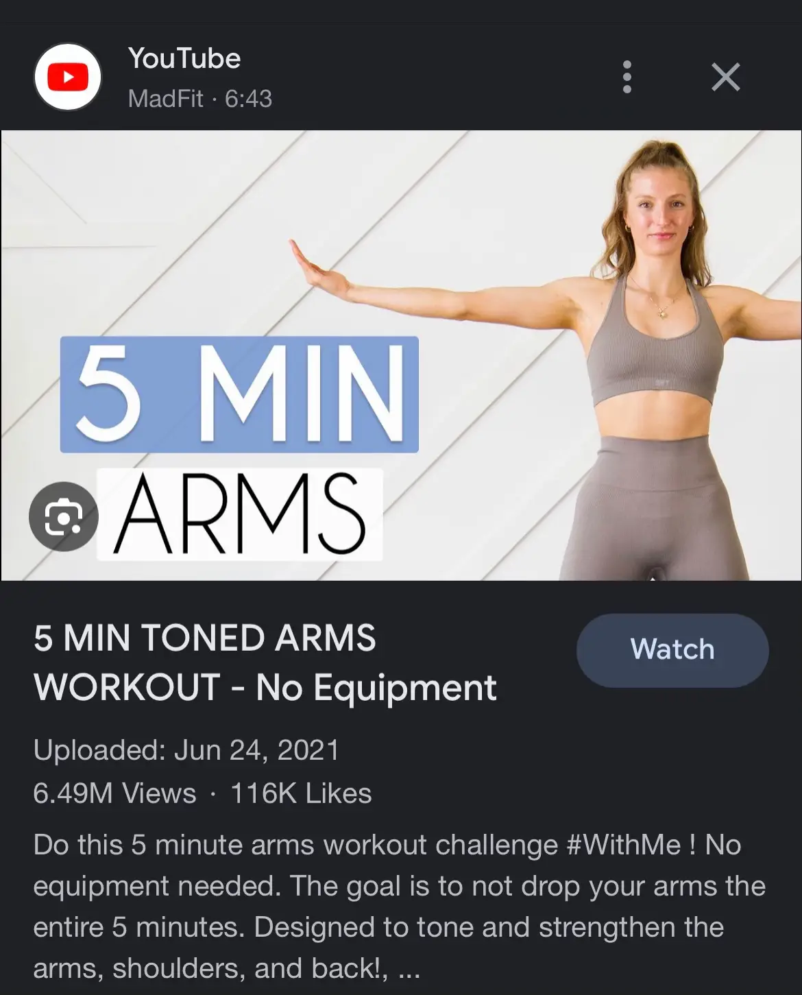 5 MINUTES TONED ARMS WORKOUT, no equipment