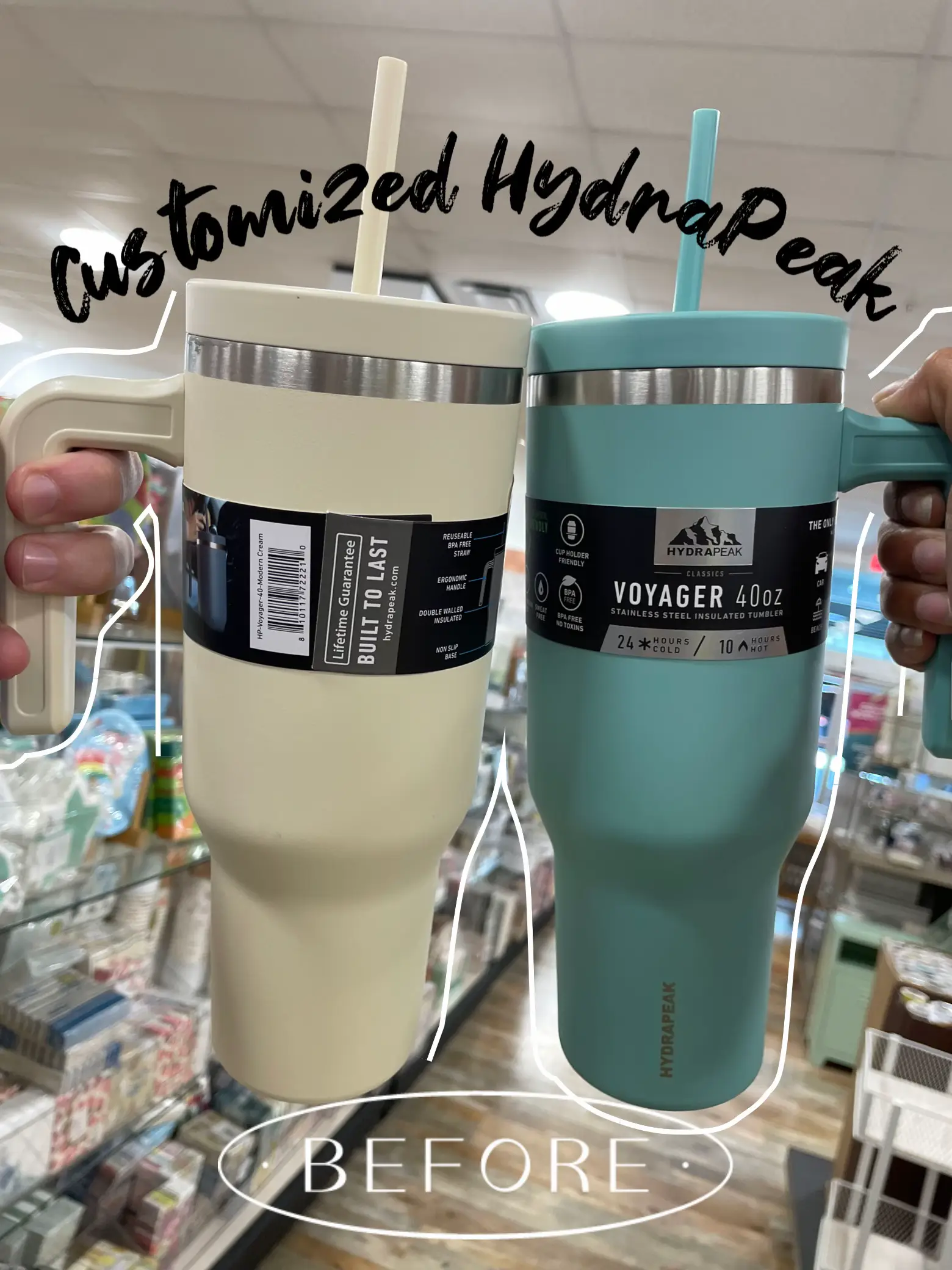 Hydrapeak 25 oz Traveler Insulated Stainless Steel Tumbler with Straw Modern Cream