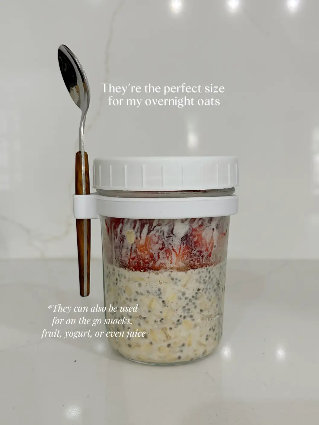 Overnight Oat Cup Glass With Lid And Spoon Seal Light Food Breakfast Cup  NEW