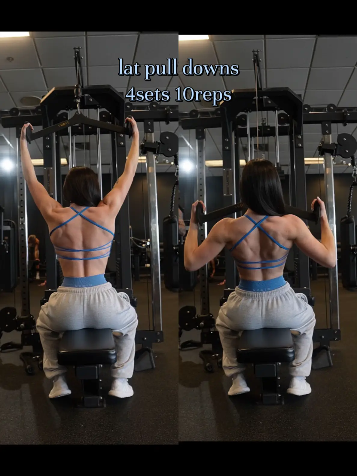 Upper body day of the week!! Usually a combo of back and shoulders, quick  in and out pump Workout: Lat pull down Around the world sup