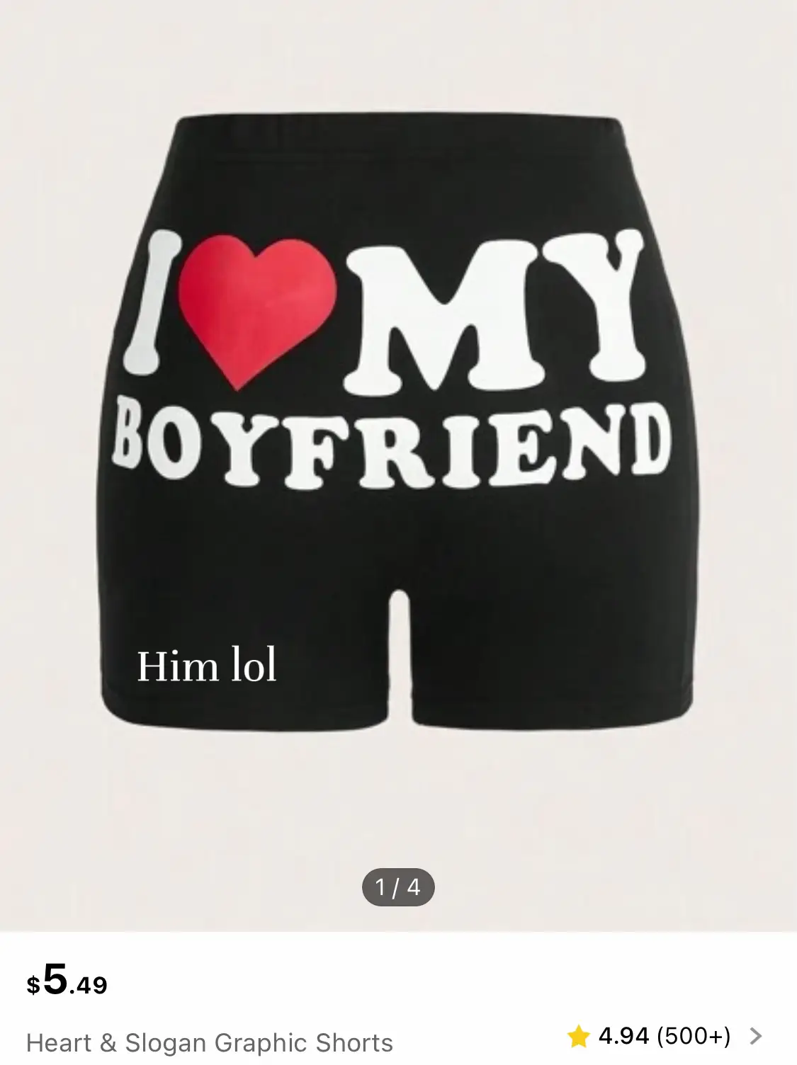 Heart & Slogan Graphic Shorts