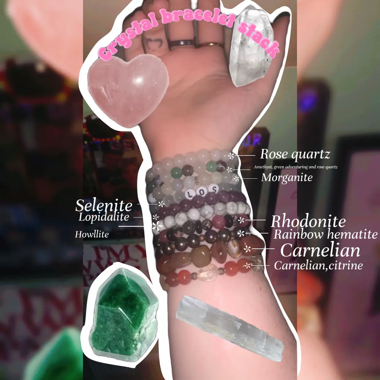Anxiety Bracelet Stack  Rose Quartz, Amethyst & Sodalite Crystal
