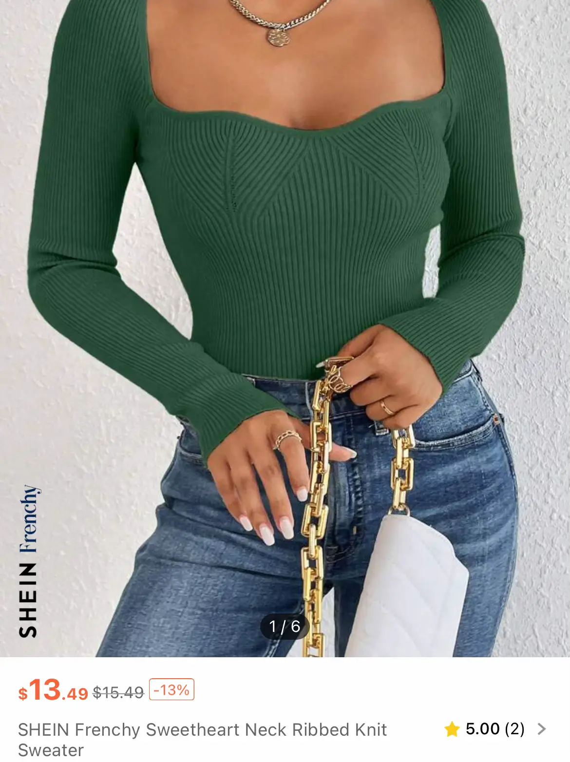 SHEIN Frenchy Sweetheart Neck Ribbed Knit Sweater