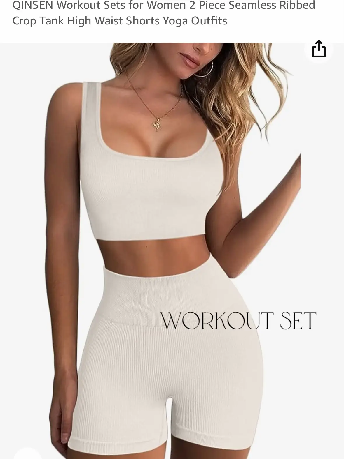 Buy QINSEN Yoga Outfit for Women Seamless 2 Piece Winter Workout Crop Tops  Tie Front High Waist Leggings Sets Beige S at