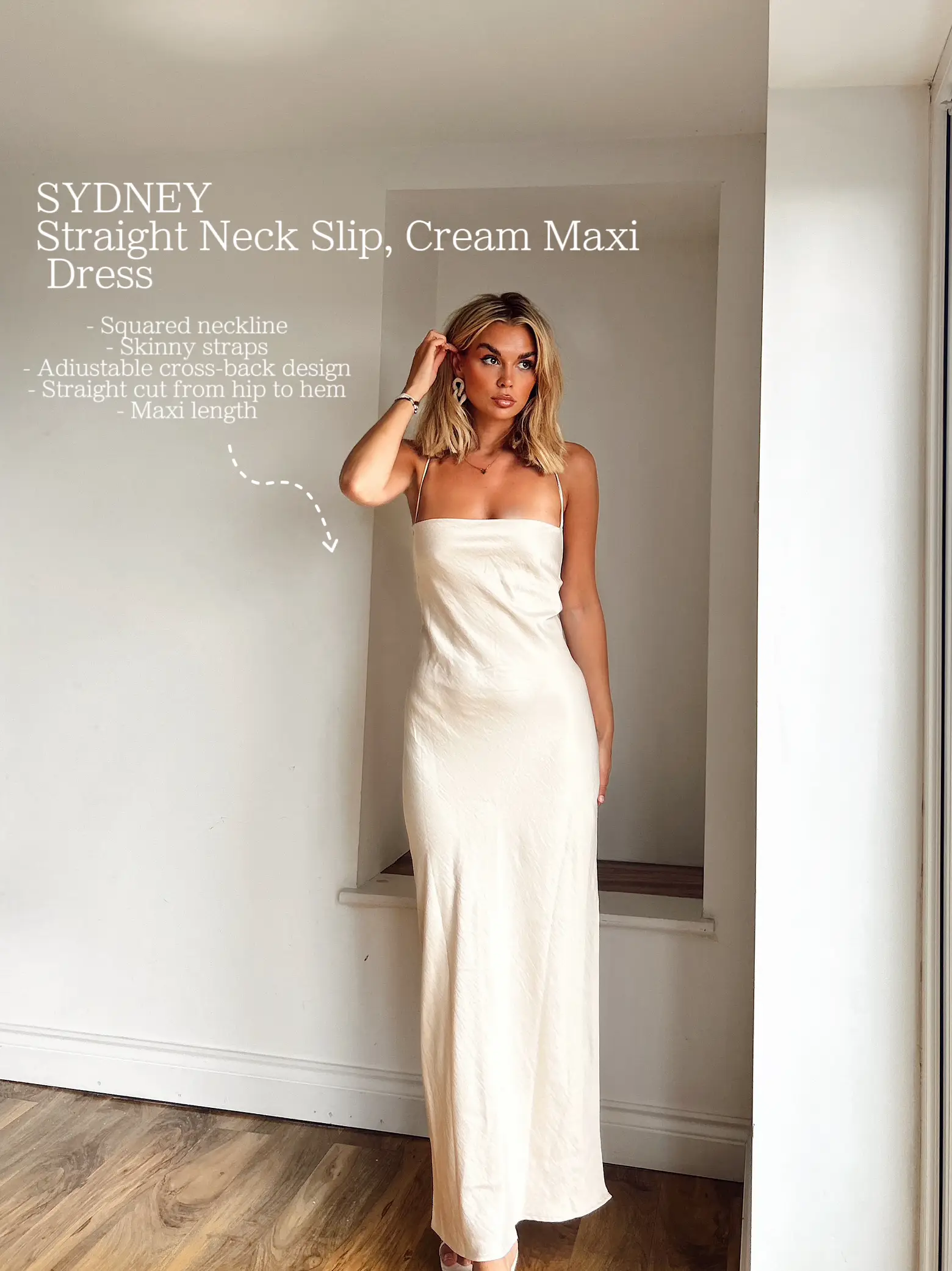 Sydney Straight Neck Slip Maxi Dress - Black - MESHKI U.S
