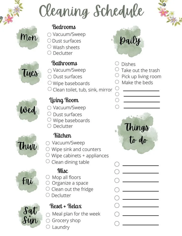 Cleaning schedule checklist home journal lemon8