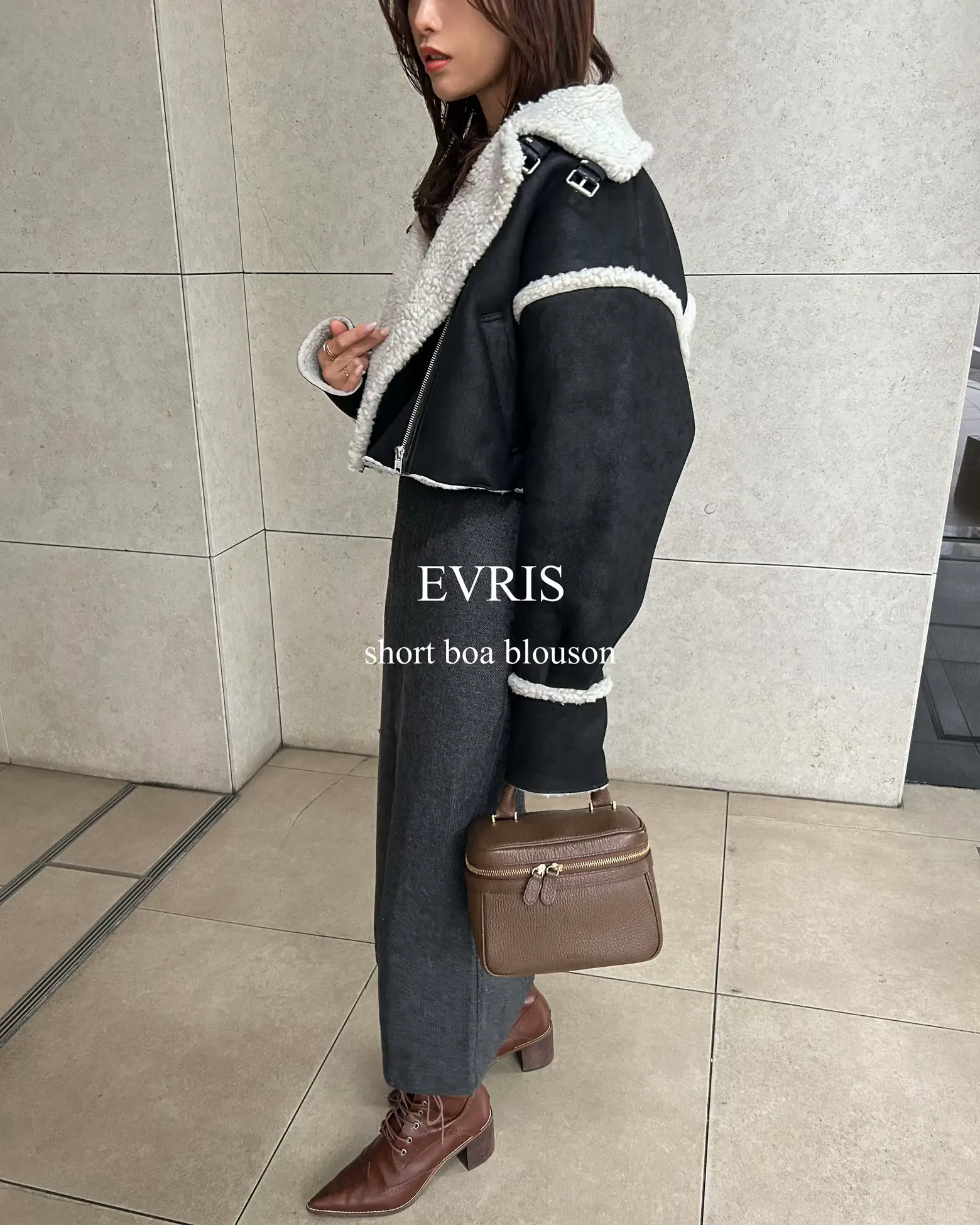 EVRIS 】 Very warm boa blouson with short silhouette and long