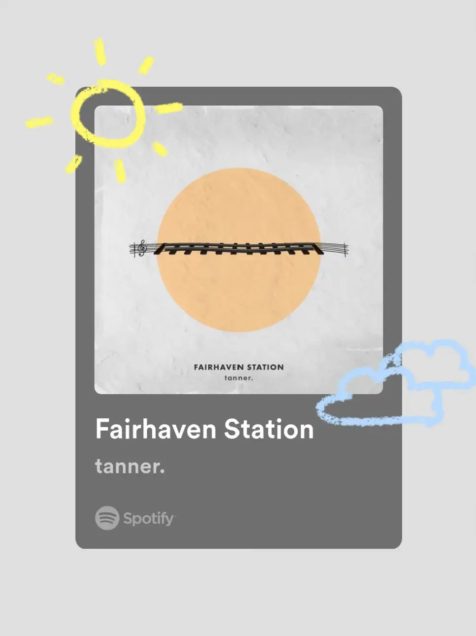  A picture of a sun with the words "Fairhaven Station" written underneath it.