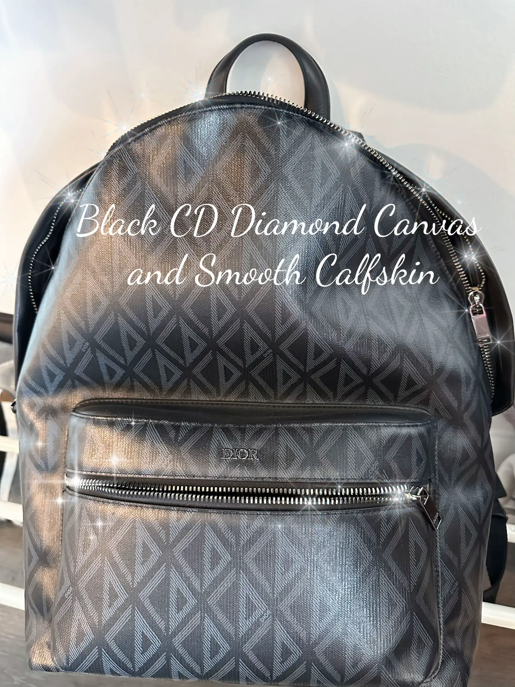 Rider Backpack Black CD Diamond Canvas and Smooth Calfskin