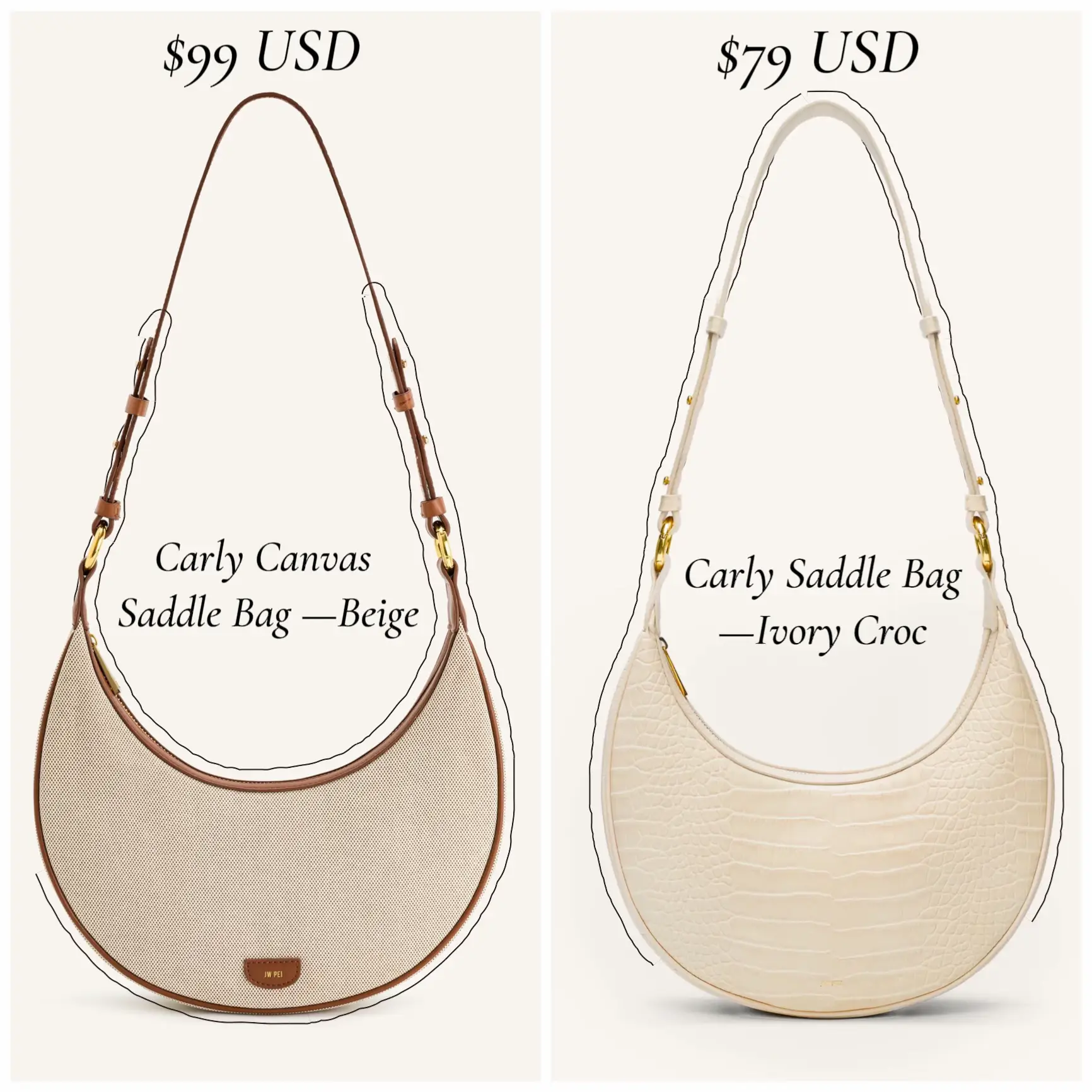 Carly Saddle Bag - Ivory Croc - JW PEI UK