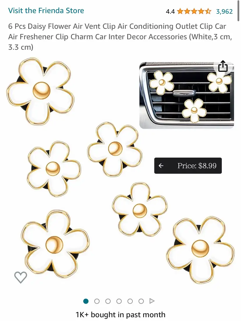 6 Pieces Flowers Car Air Vent Clips with Fragrance Pads Colorful Daisy  Flower Car Air Freshener Groovy Retro Hippie Flowers Air Vent Decorations  Cute