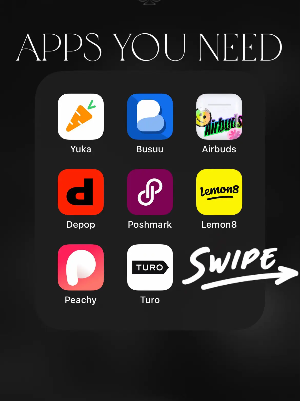  A list of apps with a description of each app.