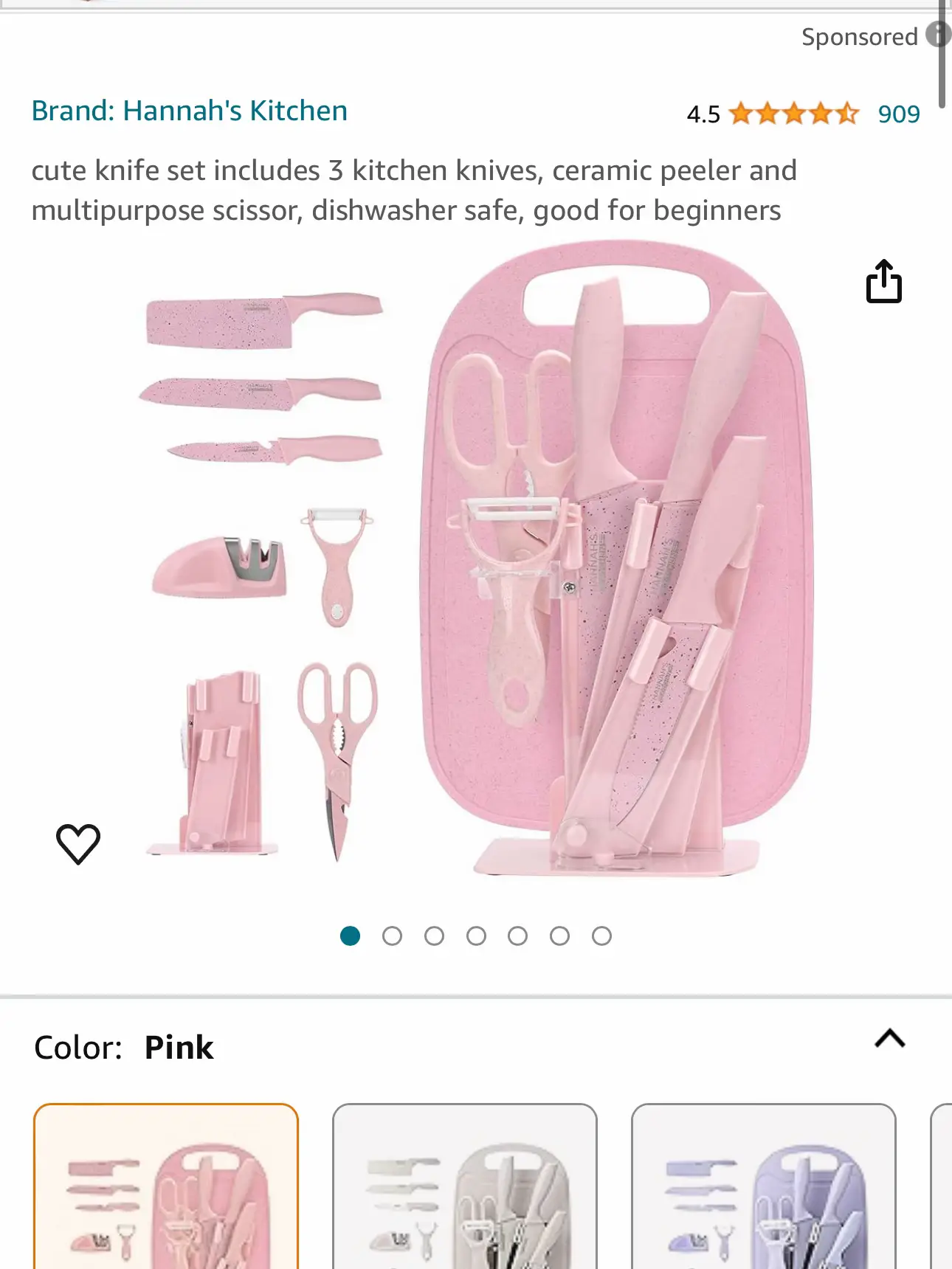Hannah's Kitchen - cute knife set includes 3 kitchen knives, ceramic peeler  and multipurpose scissor, dishwasher safe, good for beginners (Yellow)
