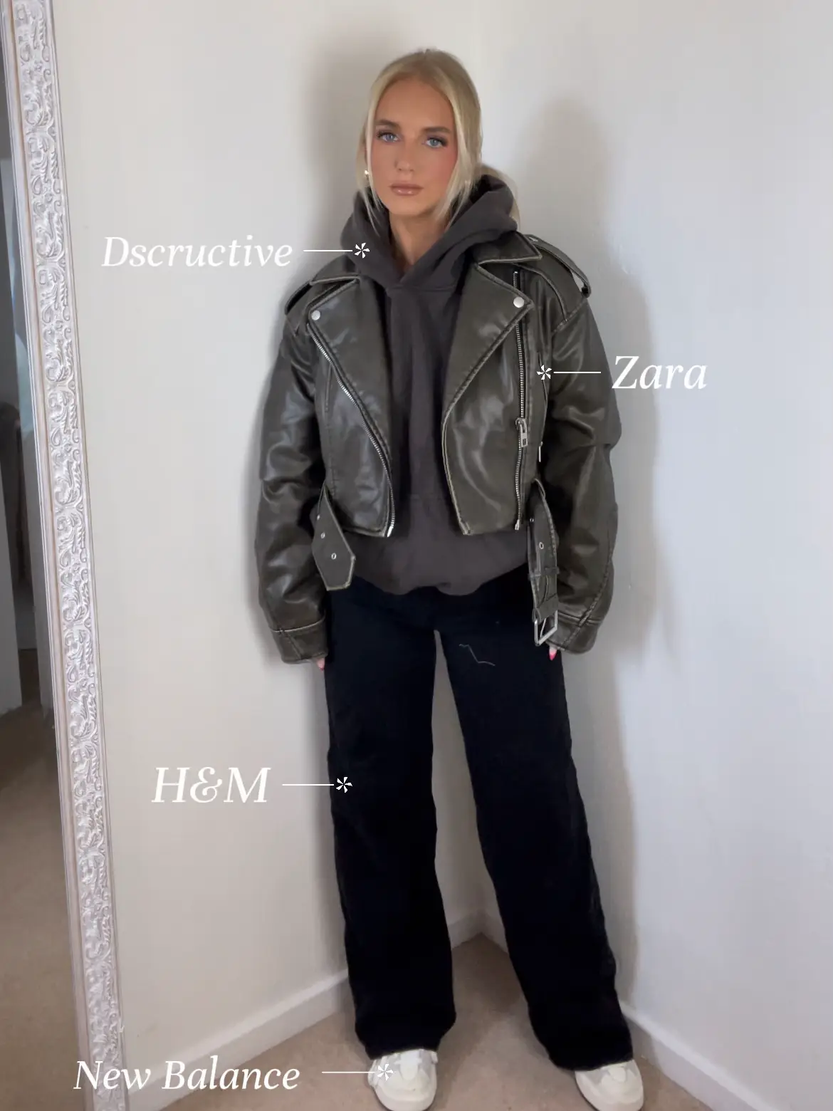 Zara - Distressed Faux Leather Cropped Biker Jacket - Black - Women