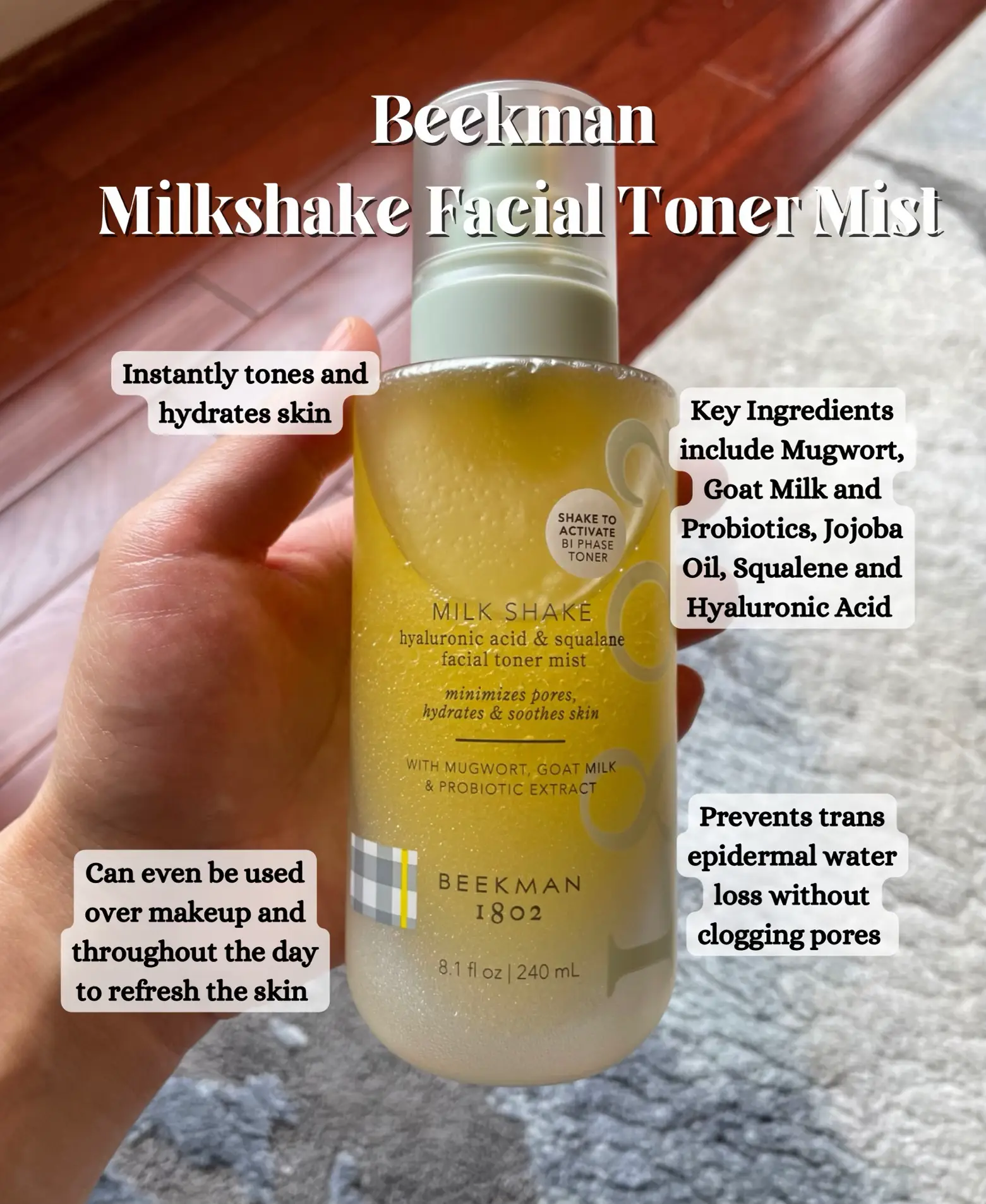 Milk Shake Hyaluronic Acid & Squalane Facial Toner Mist - Beekman 1802