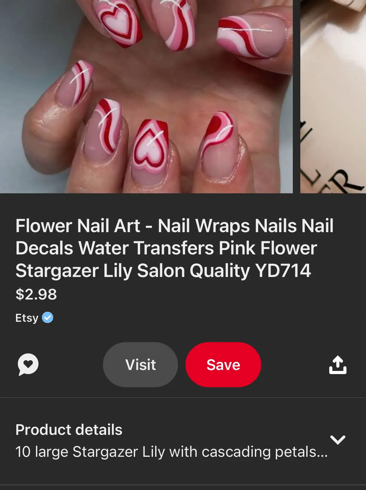 Valentine's Day Nail Art Hearts and Swirls Nail water decals Transfers