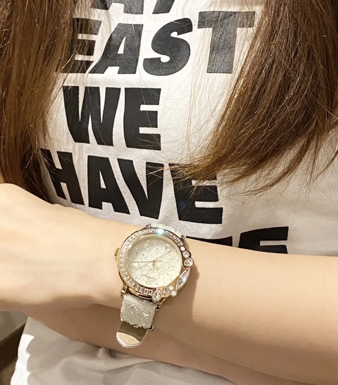 Stylish girl hand on sale watch