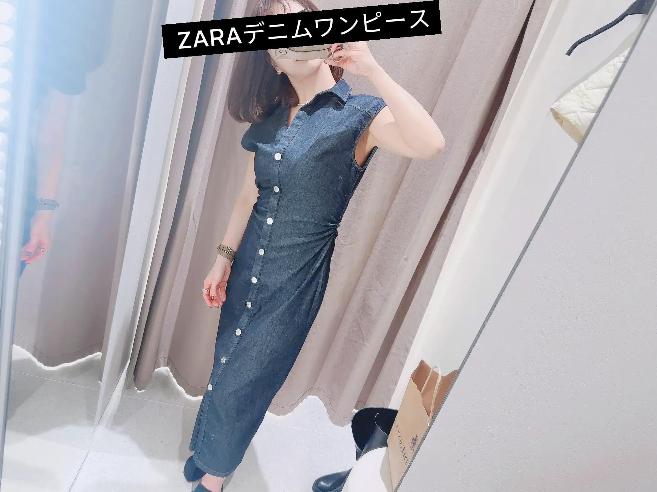 ZARA（ザラ）☆デニム風ワンピース☆オフショルダー 間に合え