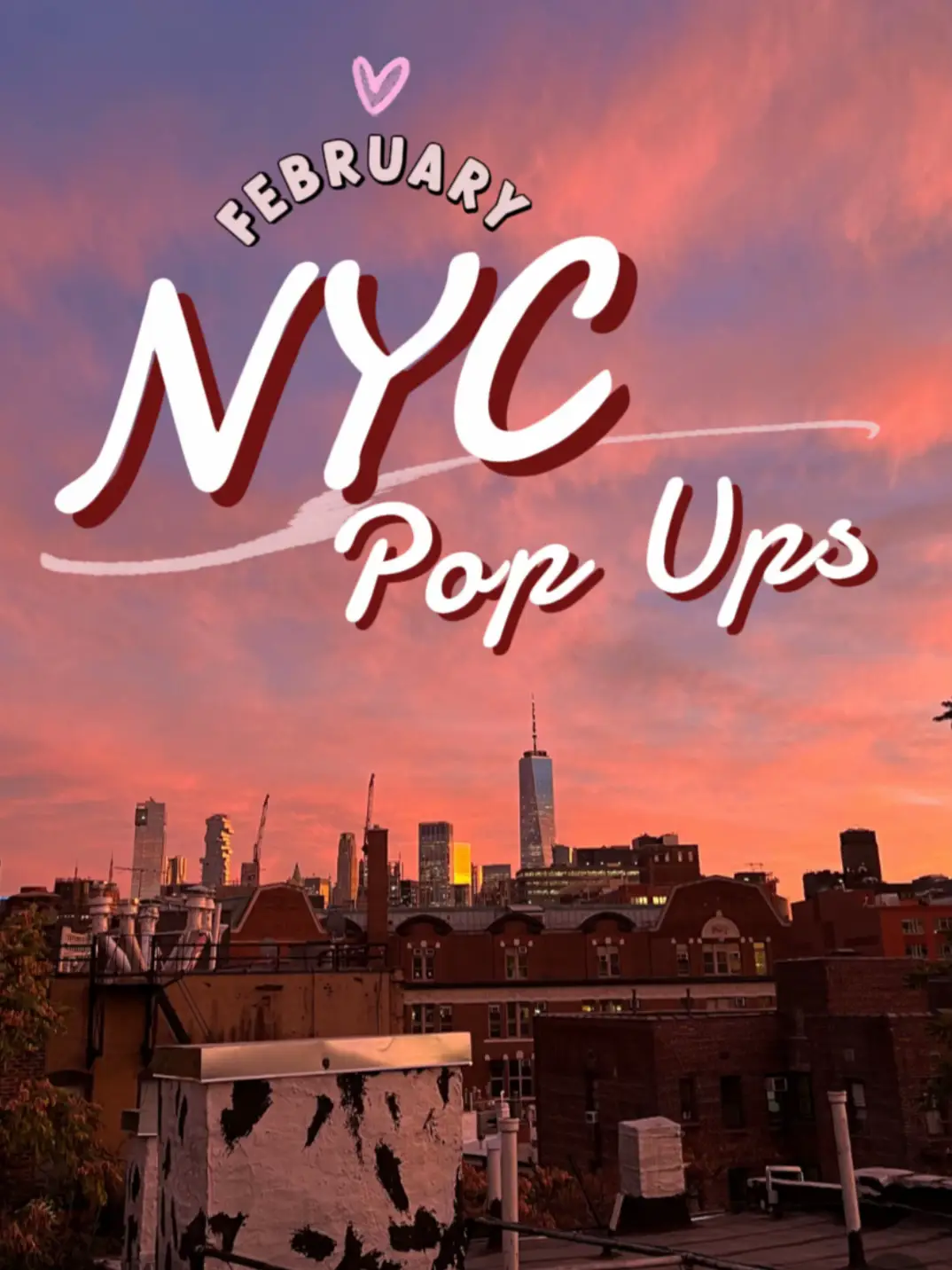  A city skyline with a sign that says "December 2016 New York Pop Ups".