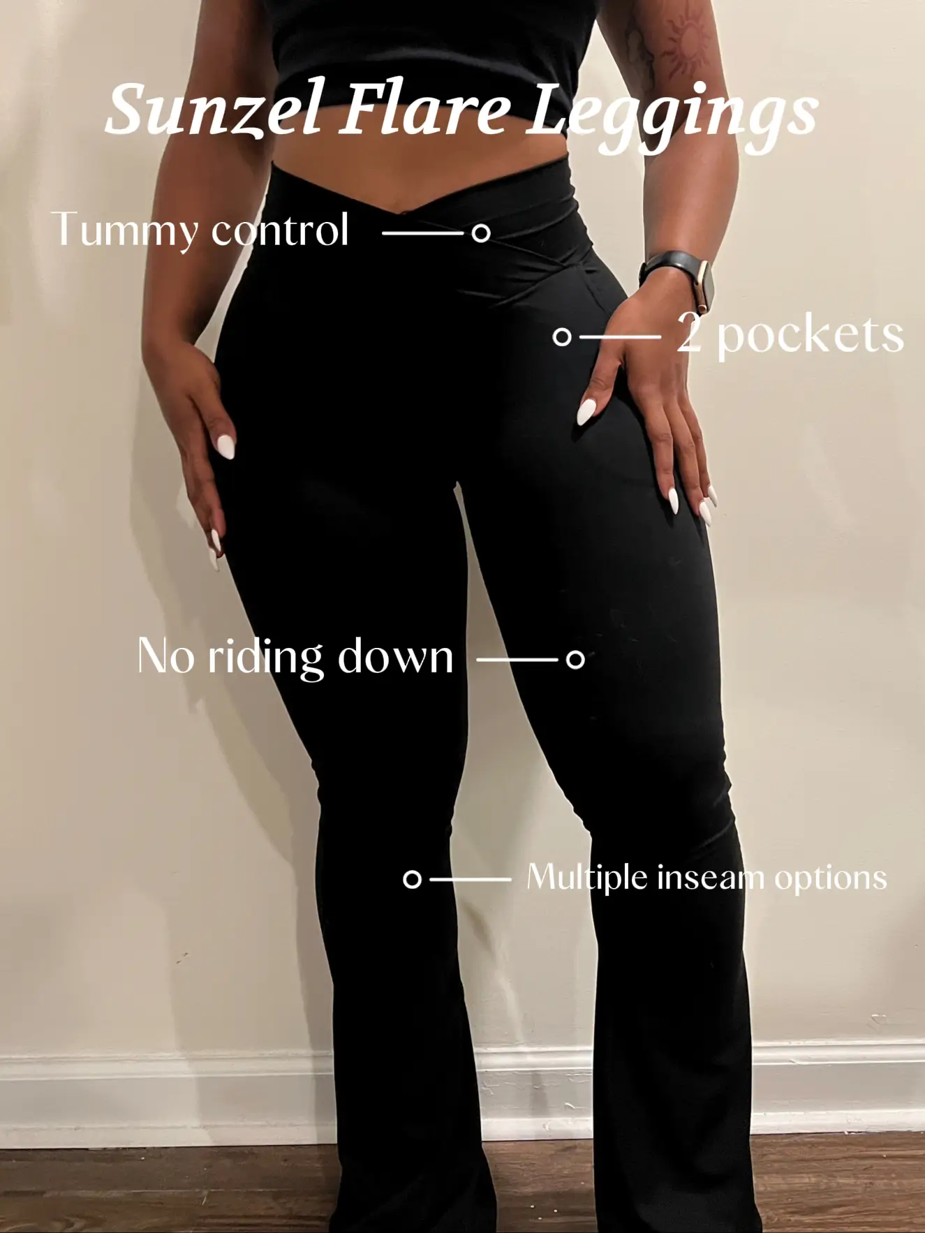 High-Rise Tummy Control Black Flare Leggings for Women – Zioccie