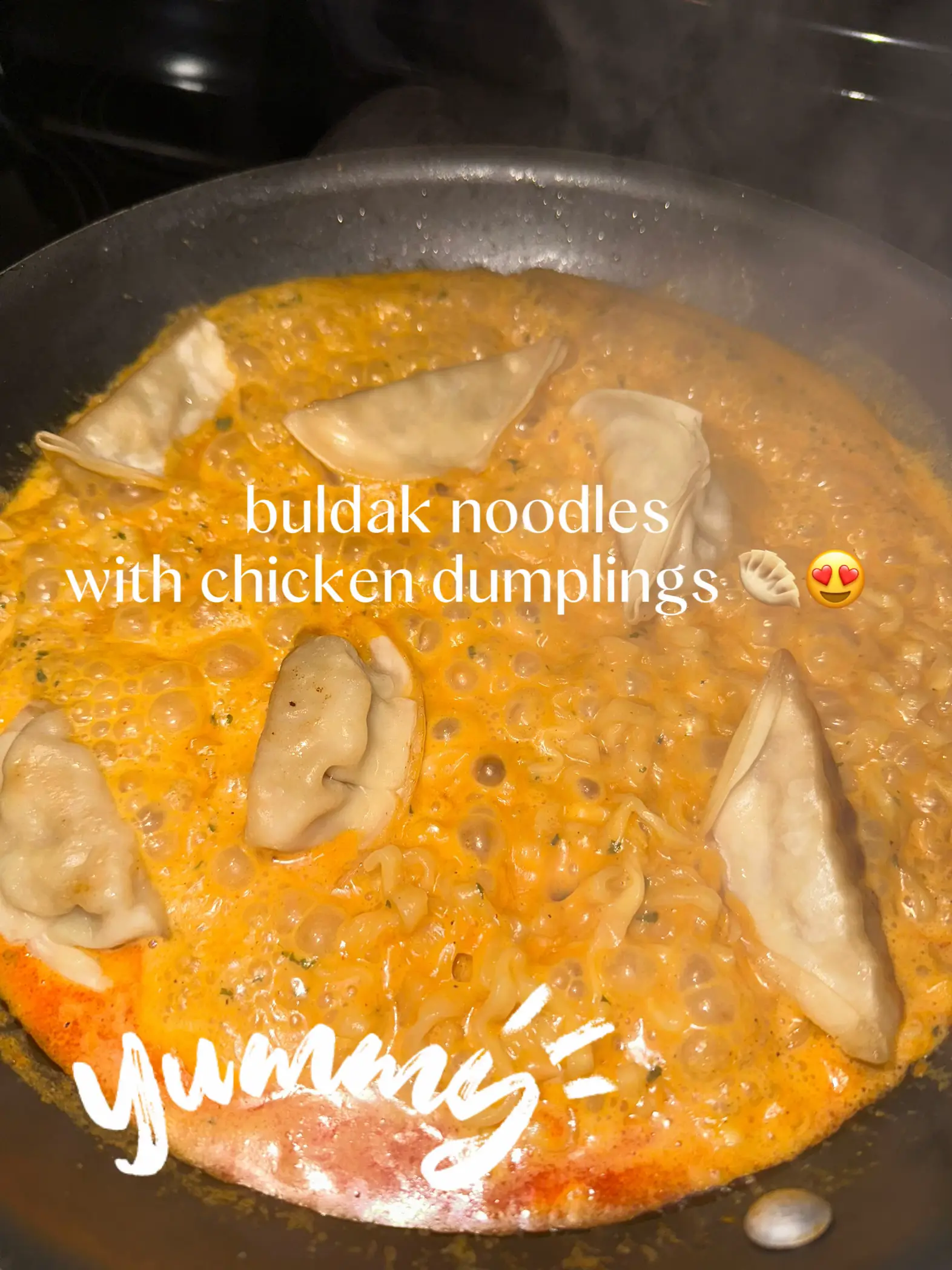 buldak noodles with chicken dumplings 🥟😍 Gallery posted by avibaby